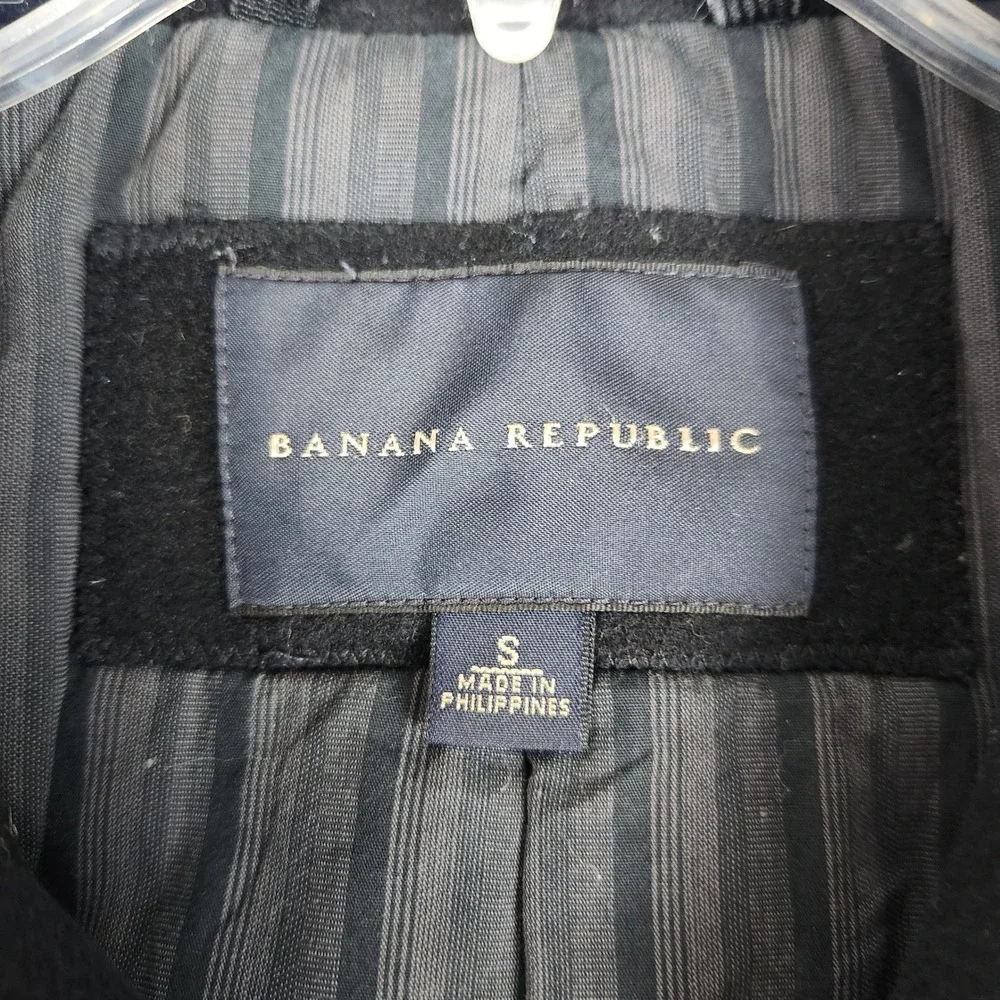 Banana Republic Jacket Mens Small Black Wool Blend Fully Lined Collared Full Zip